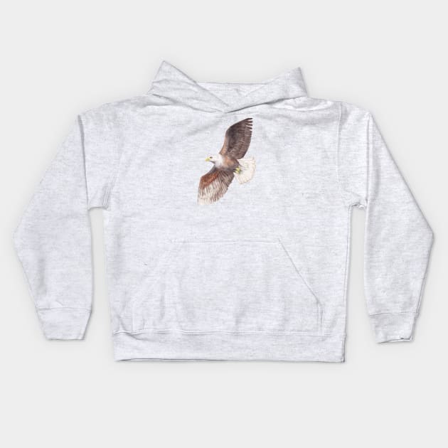 Soaring Watercolor Eagle Kids Hoodie by wanderinglaur